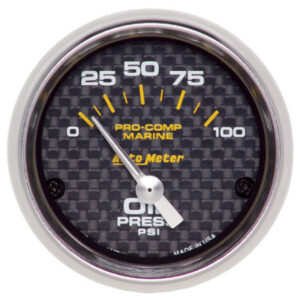Autometer Electric Oil Pressure Gauge Carbon Fiber Marine