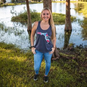 Diamondback Airboats "Floral Florida" Tank- Heather Navy