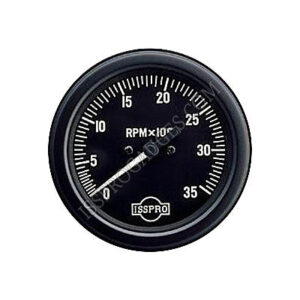 ISSPRO MECHANICAL 3500 RPM TACHOMETER GAUGE WITH HOURMETER, BLACK BEZEL, 3 3/8"